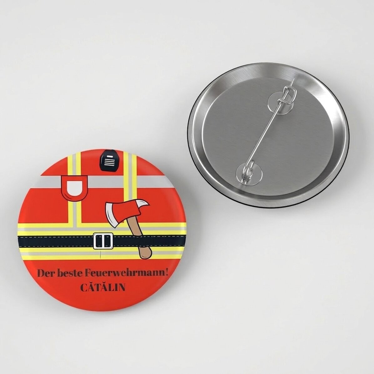 Personalisiertes Button mit Text – Feuerwehrmann