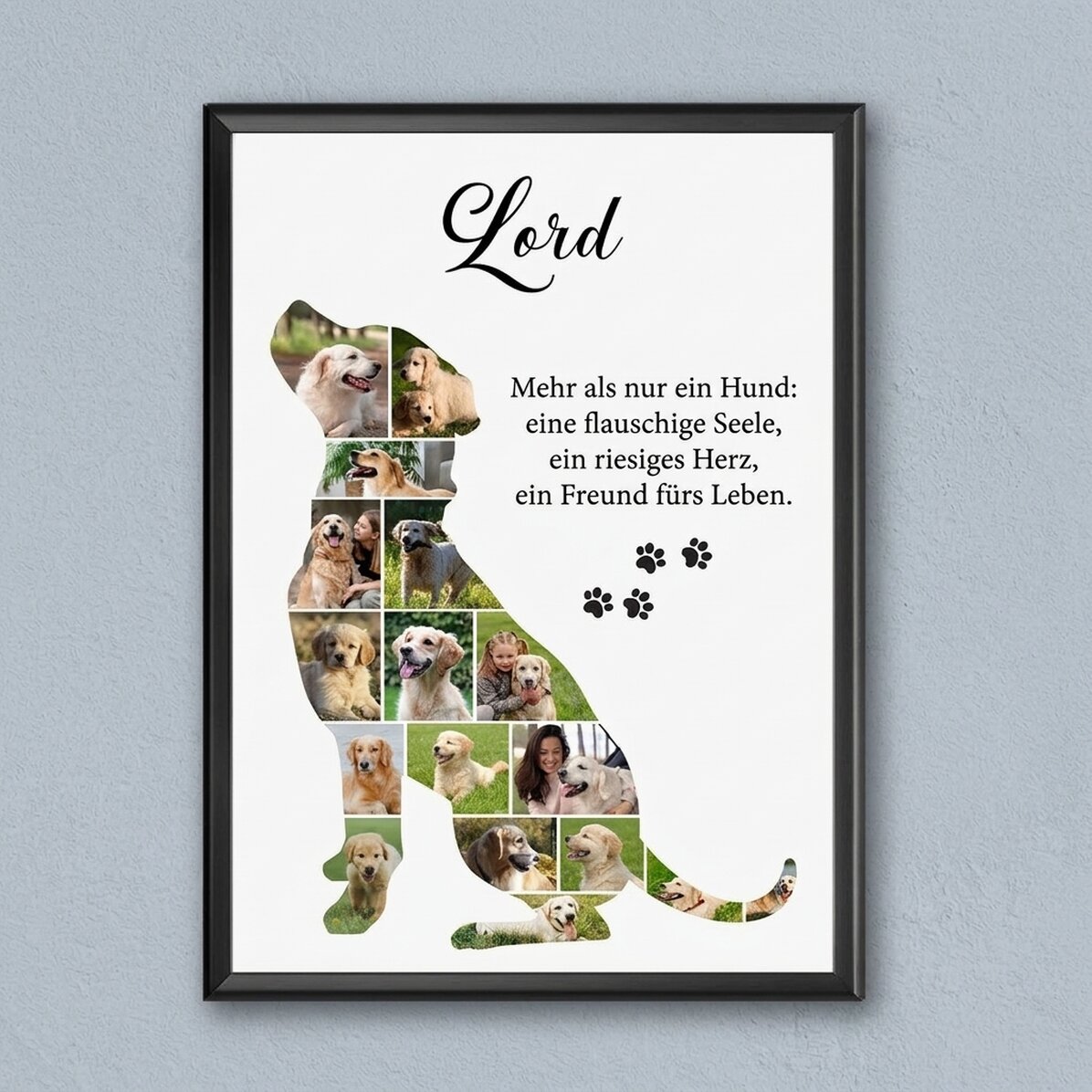 Individuell gestaltetes Bild mit 17 Fotos und Text – Großer Hund