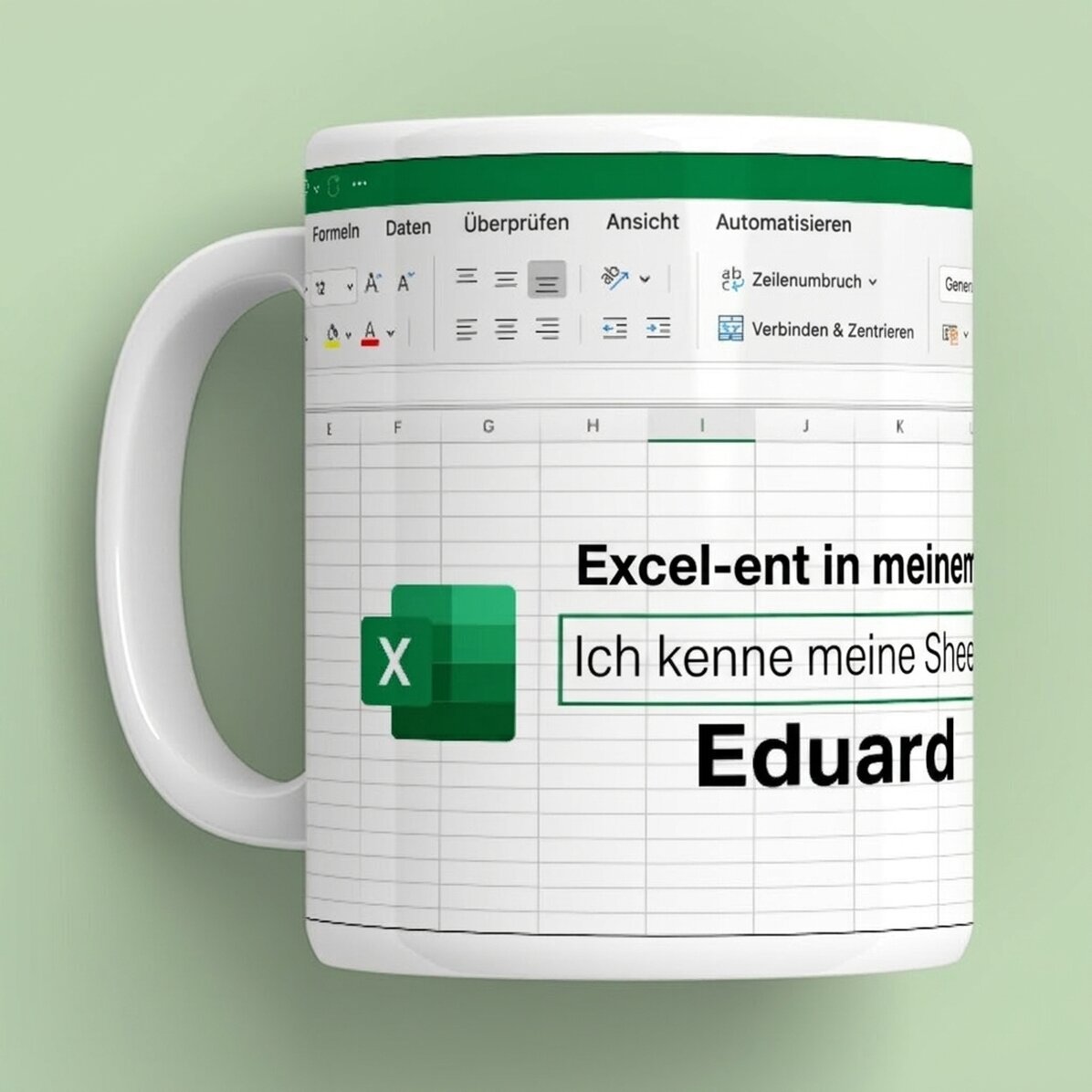 Personalisierte Tasse mit Text – Excel