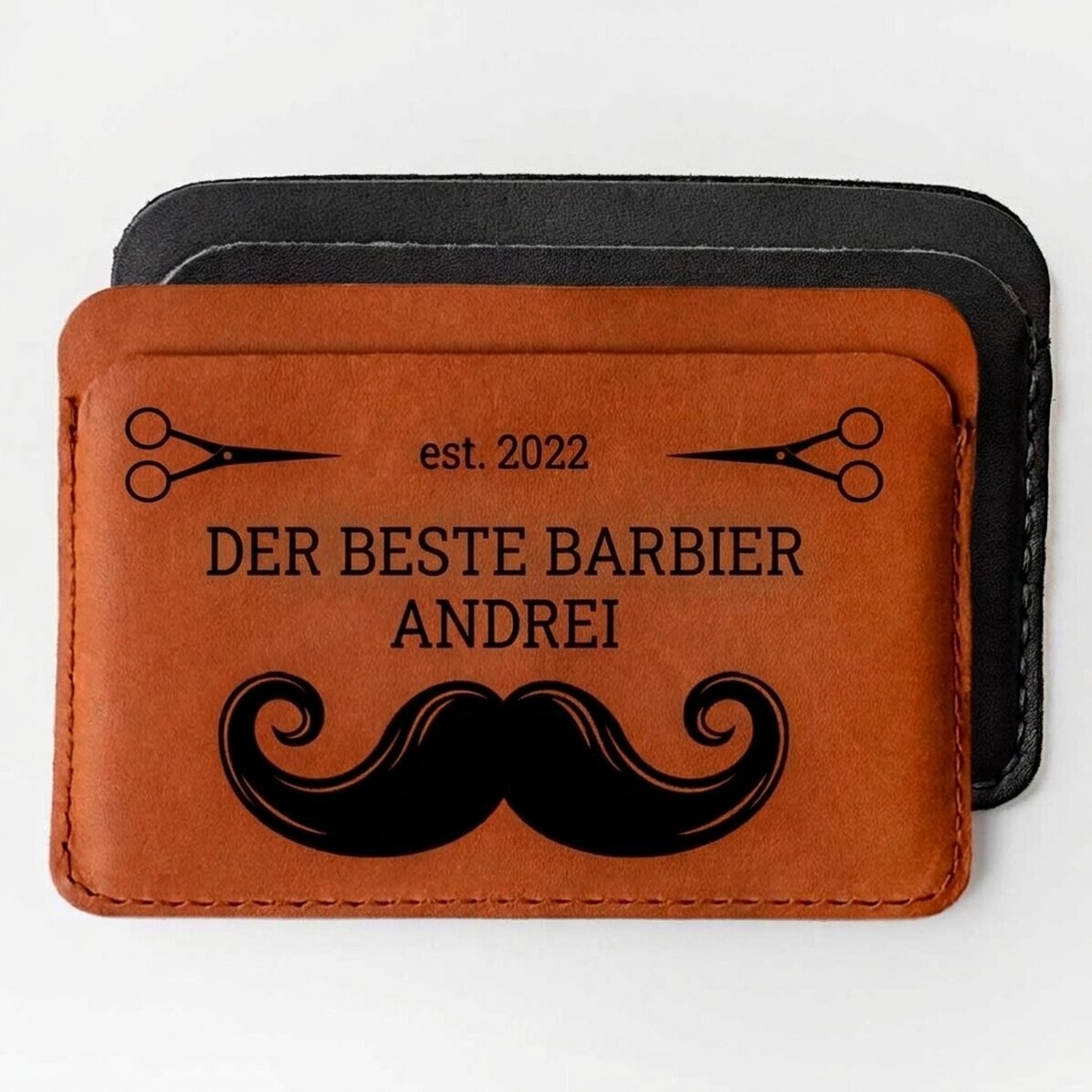 Personalisierte Lederbrieftasche mit Widmung – Barber