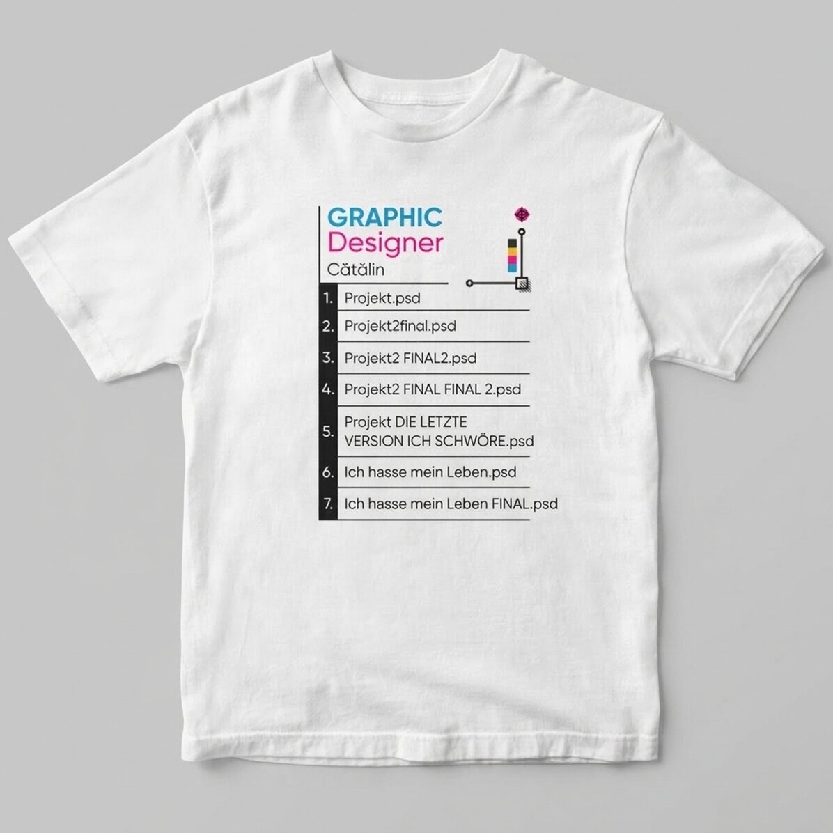 Personalisiertes Baumwoll-T-Shirt mit Aufdruck – Grafikdesigner