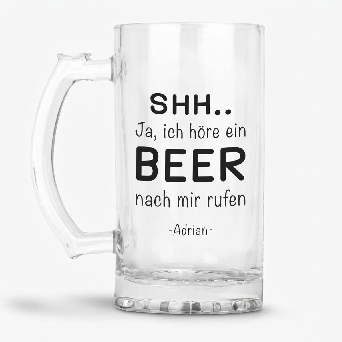 Personalisierter Bierkrug mit Aufschrift – SHH..I hear a BEER