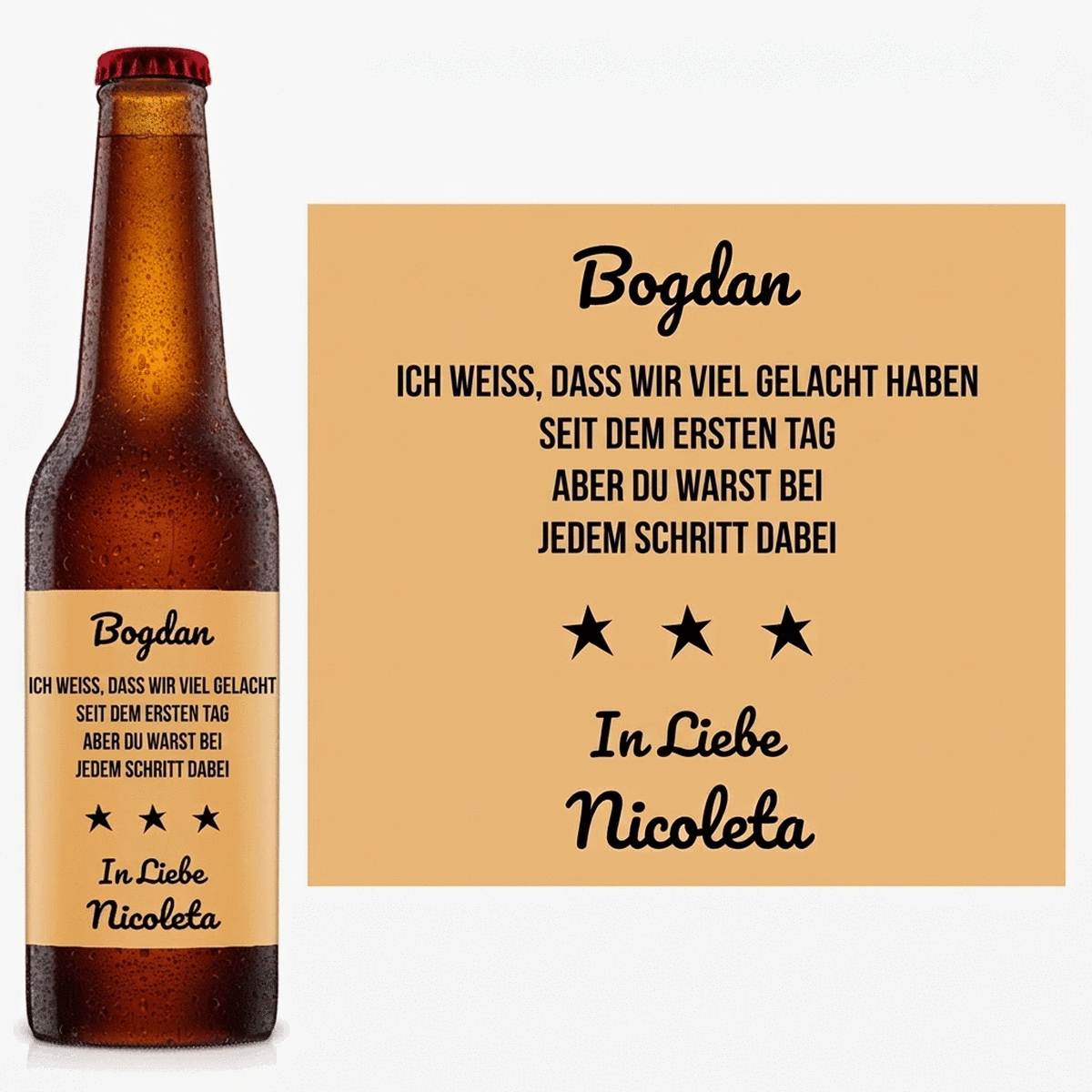 Personalisiertes Bier mit Botschaft – Stars