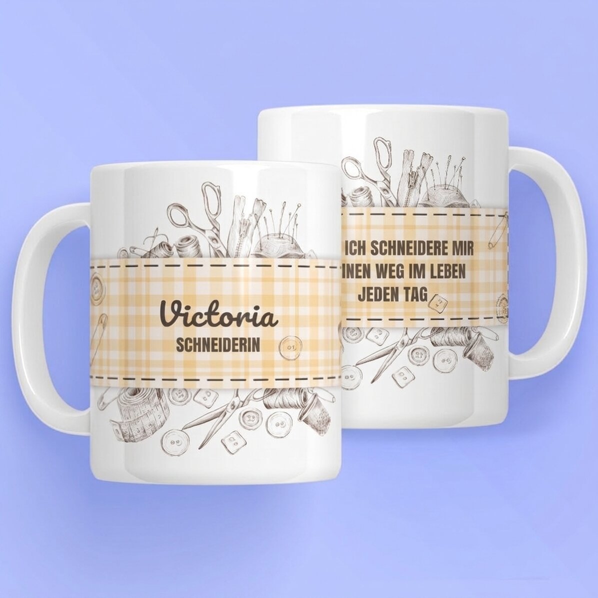 Personalisierte Tasse mit Text für Schneider – Nähset