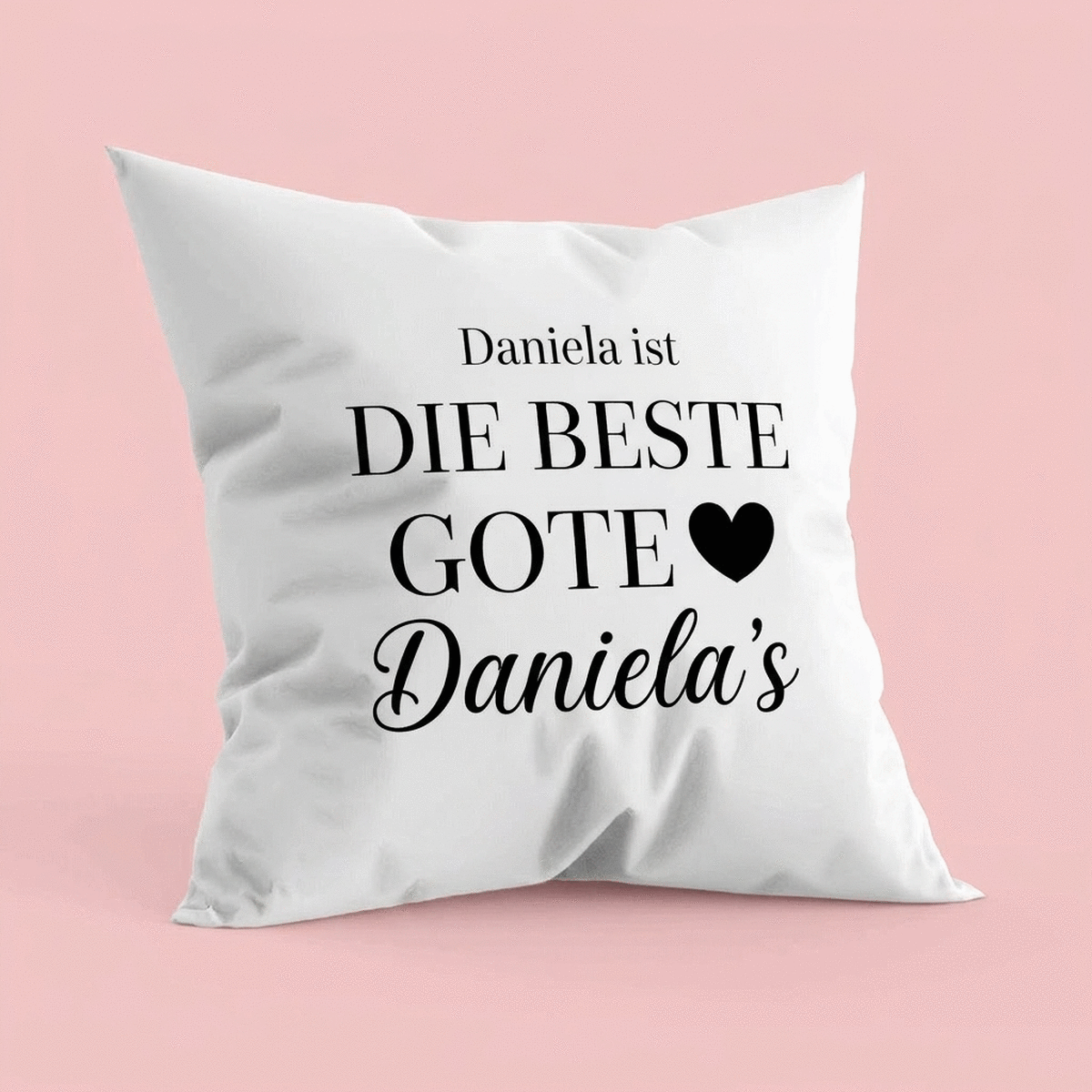 Personalisiertes Kissen mit einer Botschaft für die Paten