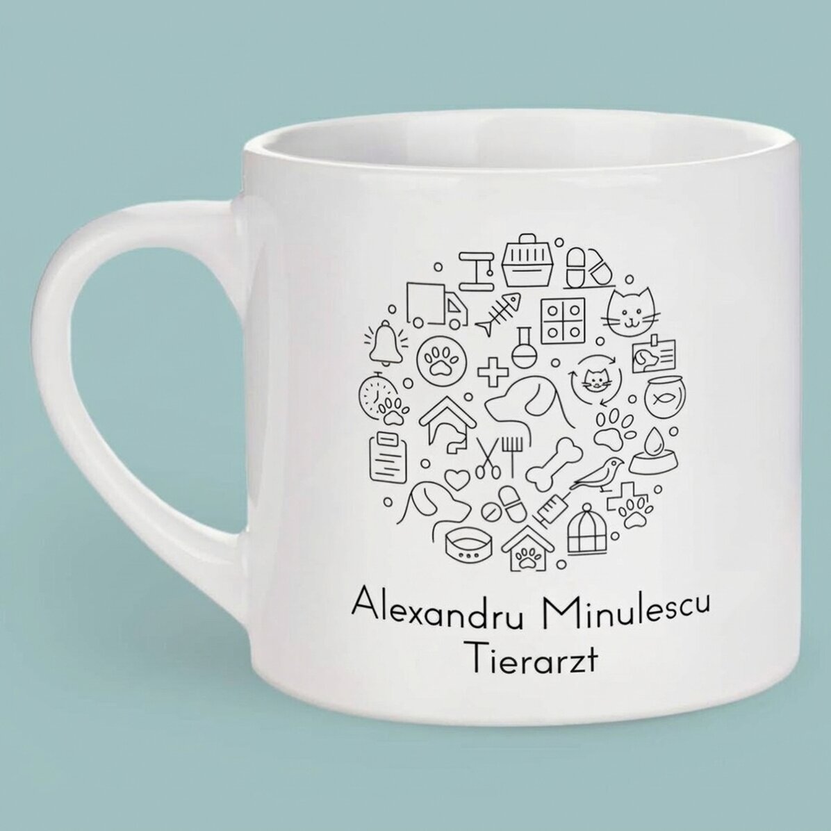 Personalisierte Espressotasse mit Aufdruck für Tierärzte