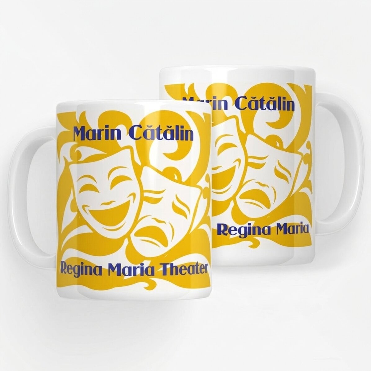 Personalisierte Tasse mit Text für Schauspieler – Acting Masks