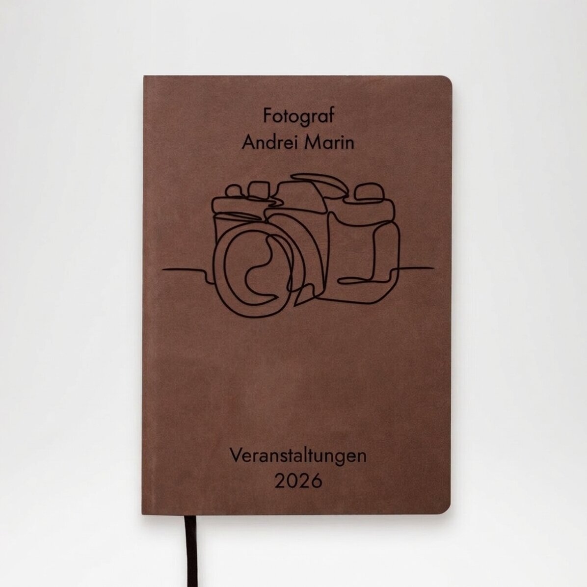Personalisierter Leder-Terminkalender mit Text für Fotografen