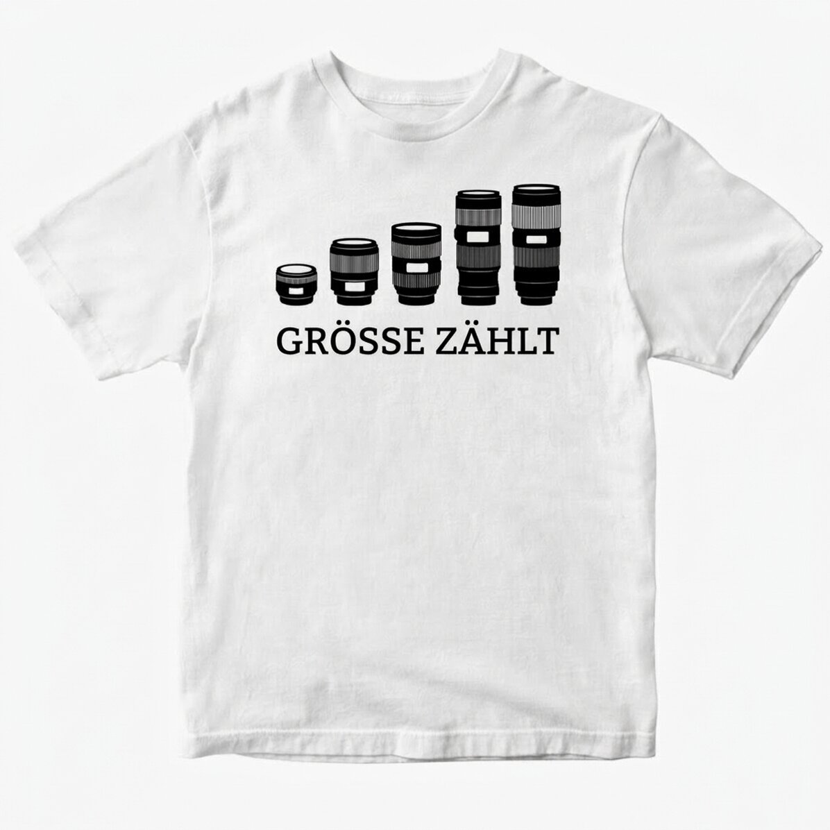 Personalisiertes Baumwoll-T-Shirt für Fotografen – Size Matters