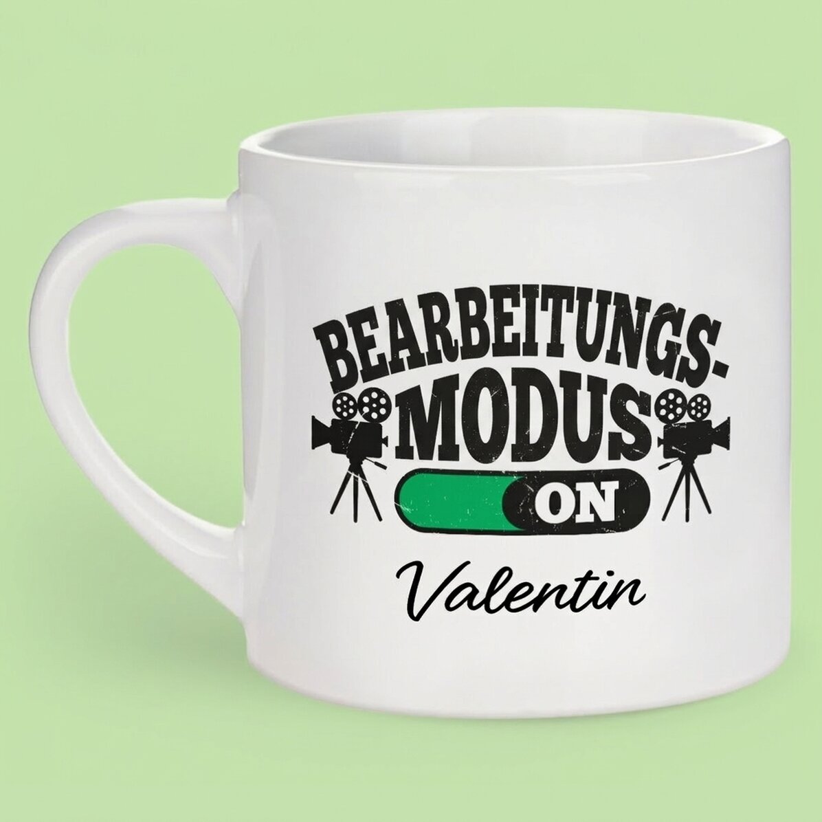 Personalisierte Espressotasse mit Text – Bearbeitungsmodus aktiviert