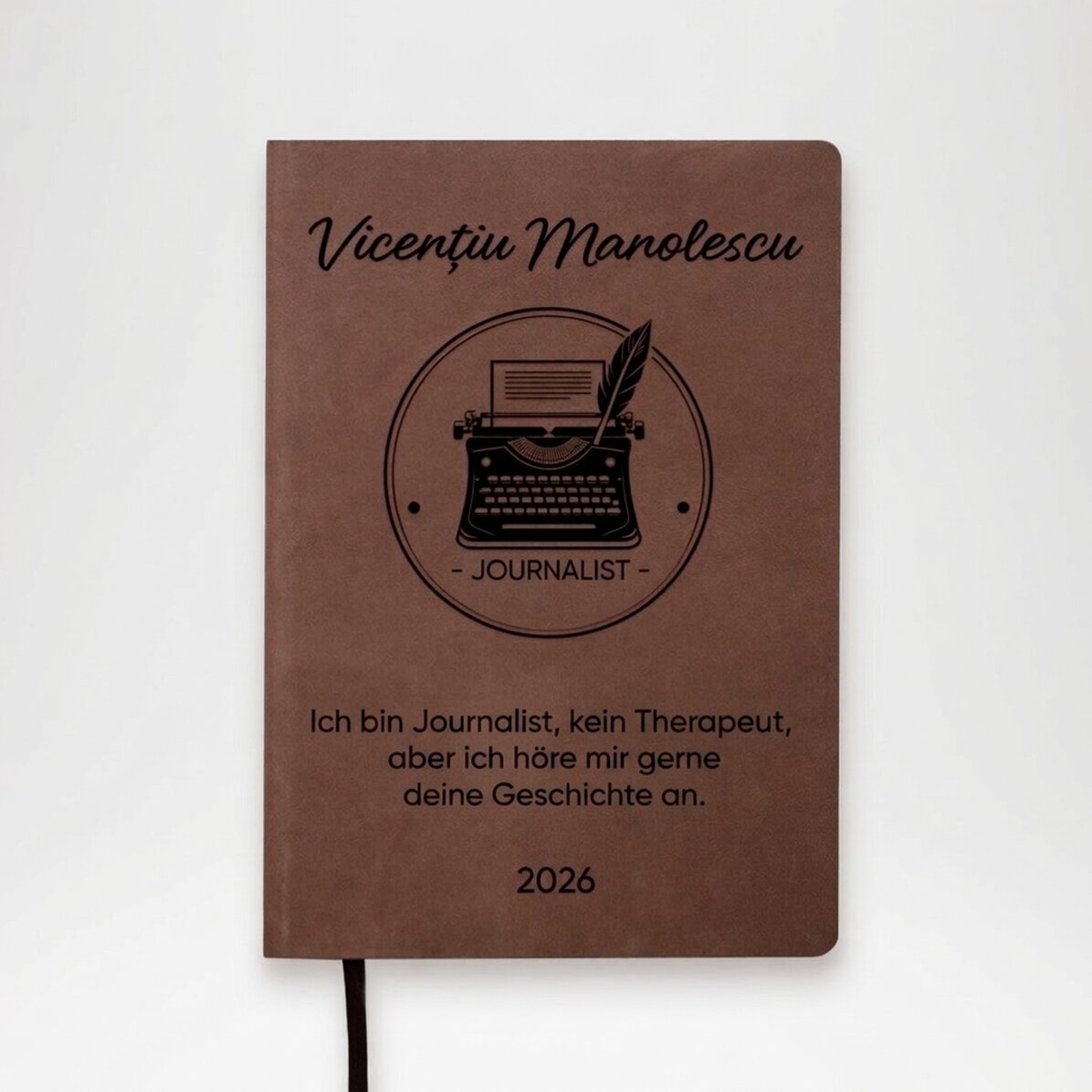 Personalisierter Leder-Terminkalender mit Text – Journalist