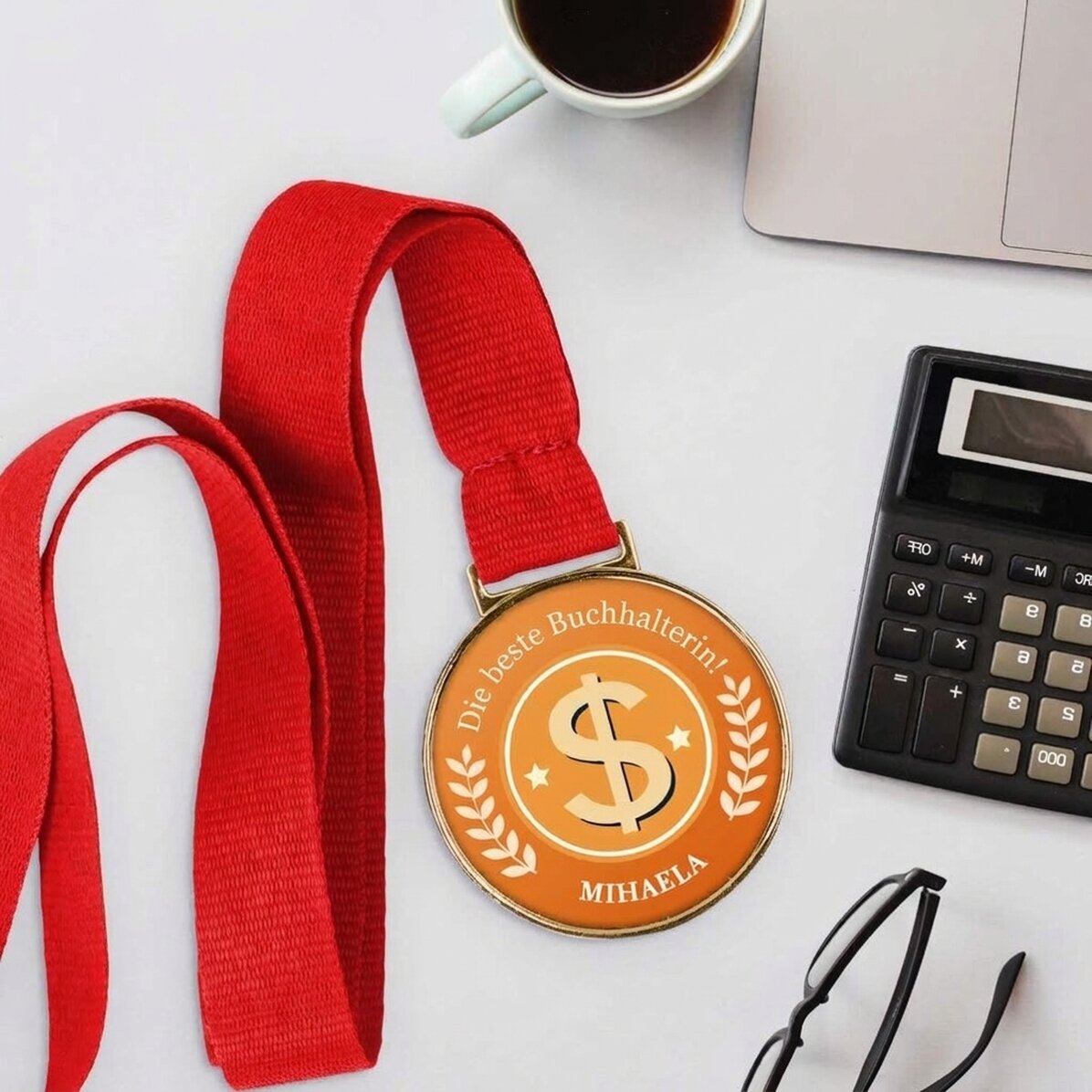 Personalisierte Medaille mit Botschaft – Buchhalter