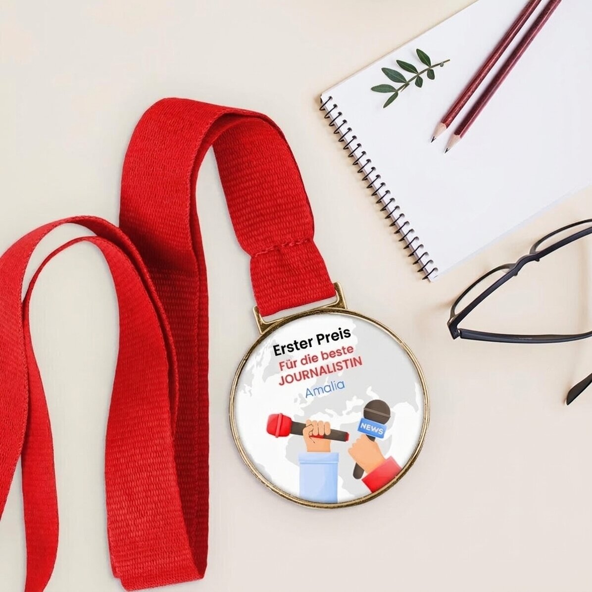 Personalisierte Medaille mit Botschaft – Journalist