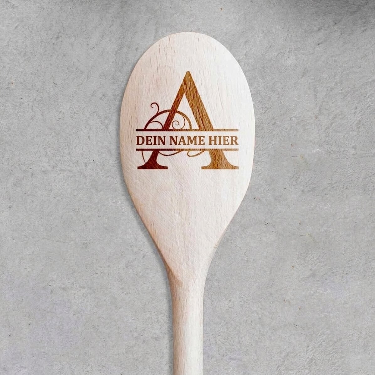 Personalisierter Holzlöffel mit Monogramm und Namen