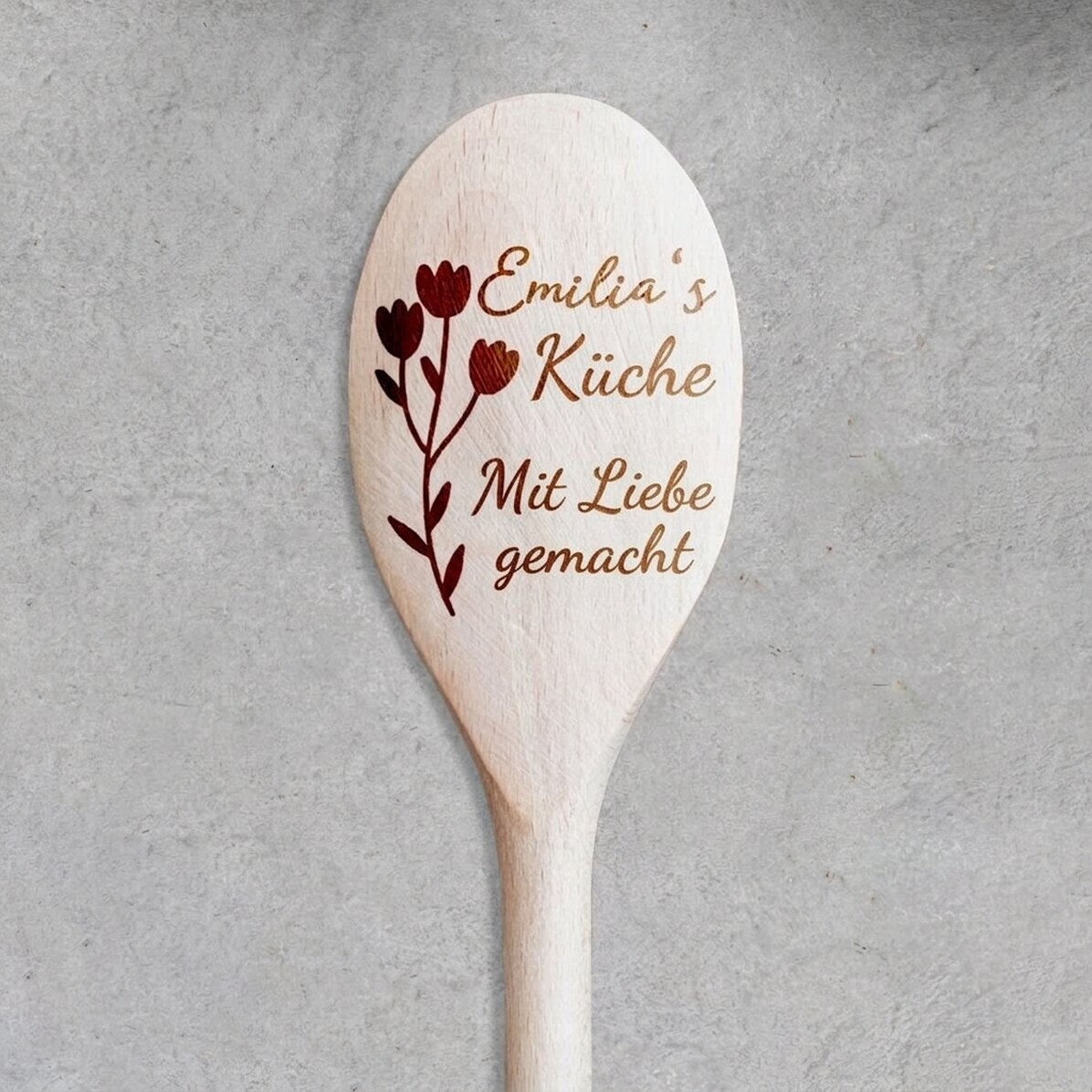 Personalisierter Holzlöffel – Flowers