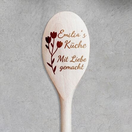 Personalisierter Holzlöffel – Flowers