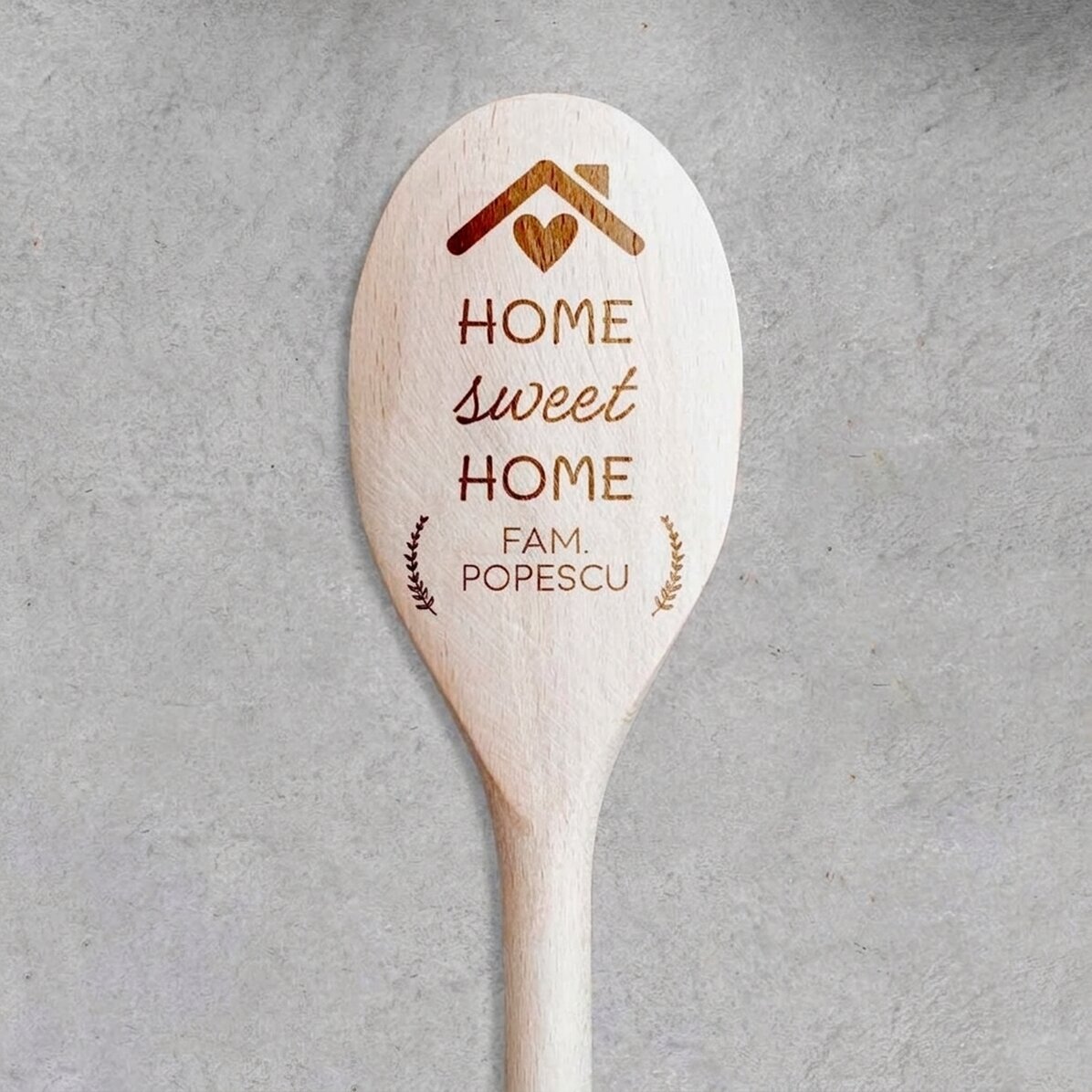 Personalisierter Holzlöffel mit Text – Home