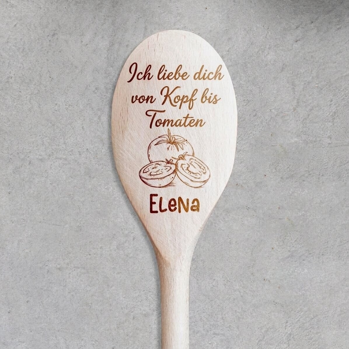 Personalisierter Holzlöffel mit Aufdruck – Tomatoes