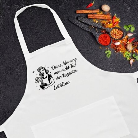 Individuell gestaltete Schürze mit Text – Ihre Meinung