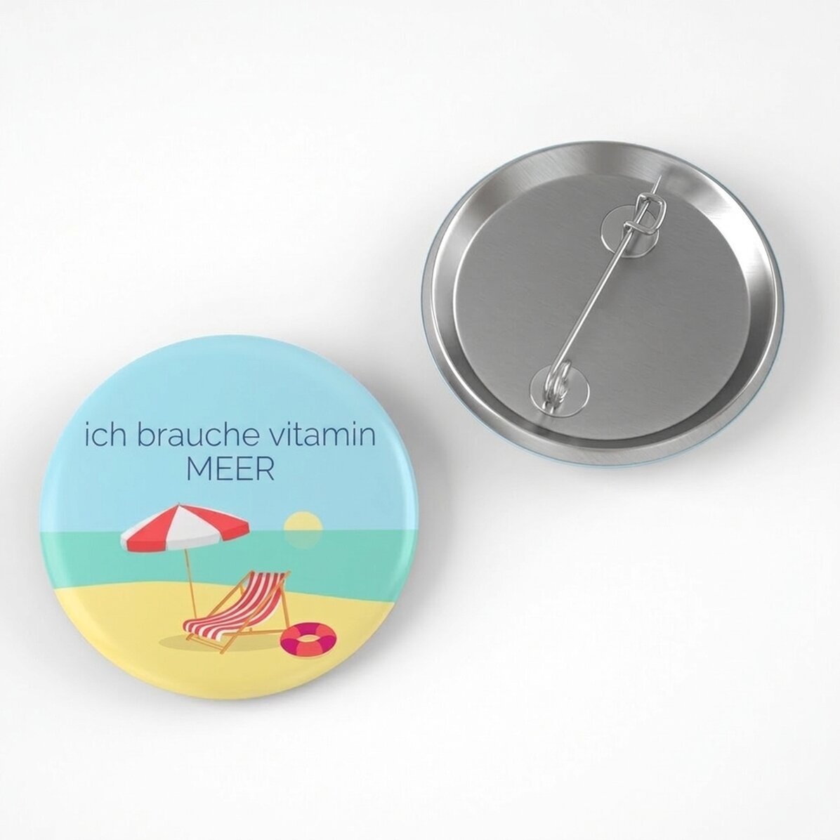 Personalisiertes Button mit Botschaft – Beach time