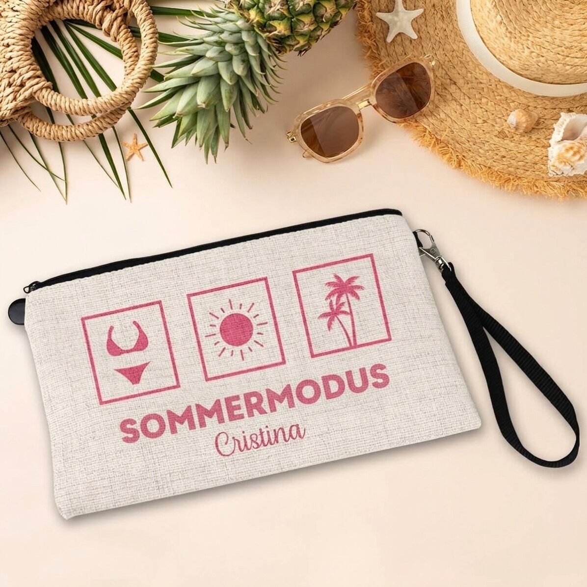 Personalisierte Accessoire-Tasche mit Text – Summer Mode