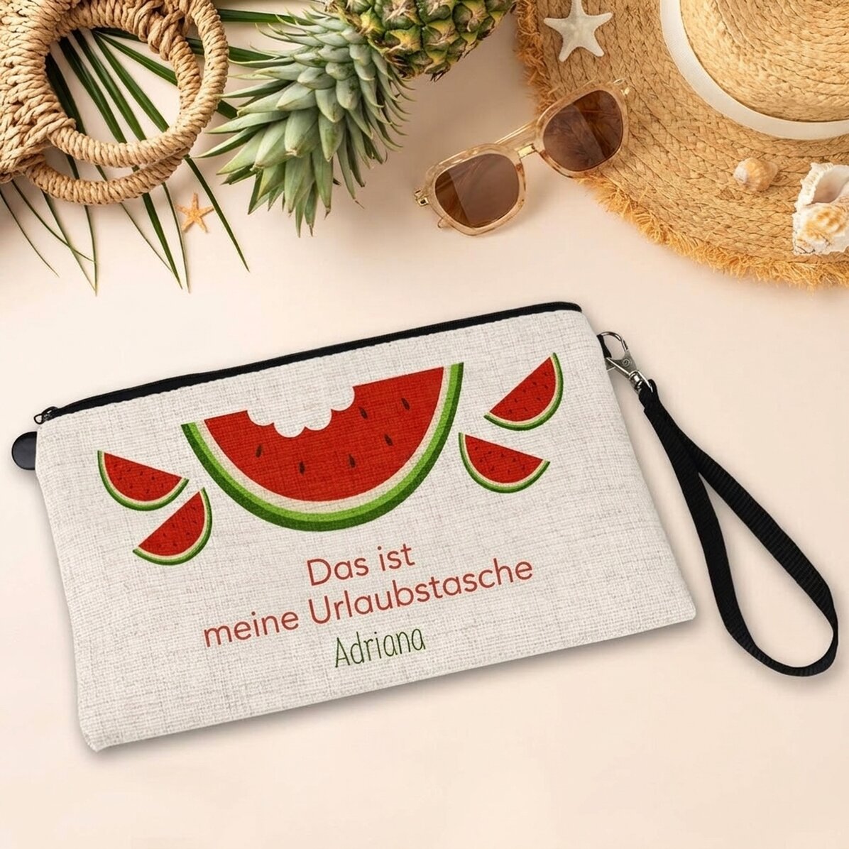 Personalisierte Accessoire-Tasche mit Text – Watermelon