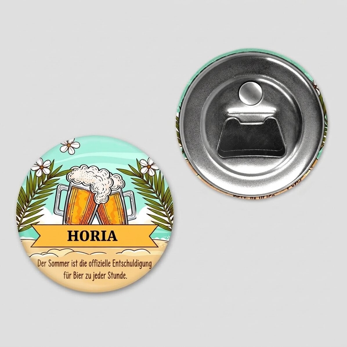 Personalisierter Flaschenöffner mit Magnet und Aufdruck – Sommerferien