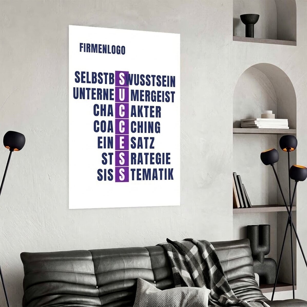 Individuell gestaltetes Poster mit Text und Logo – Success