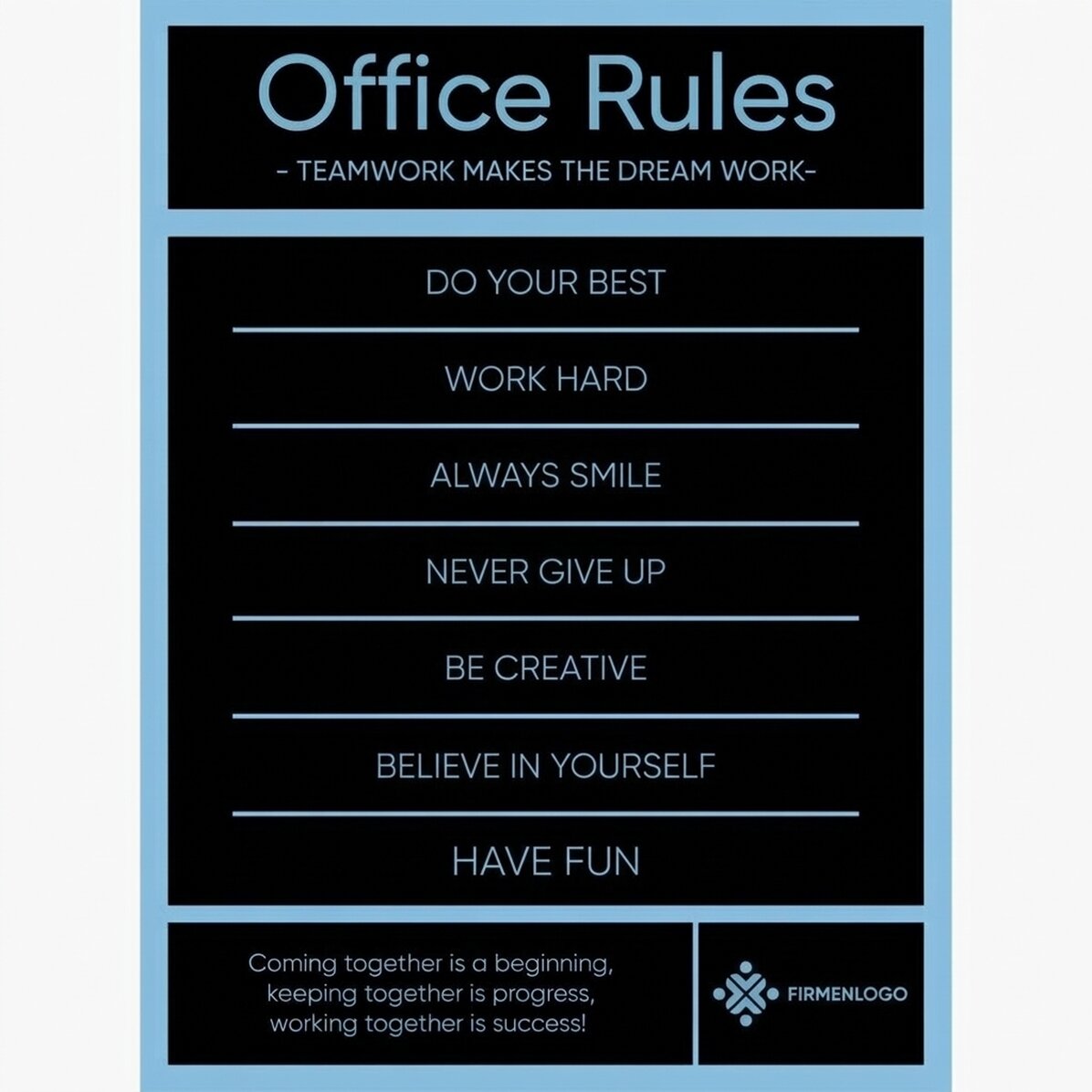 Individuell gestaltetes Poster mit Text und Logo – Office Rules
