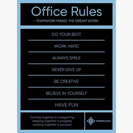 Individuell gestaltetes Poster mit Text und Logo – Office Rules