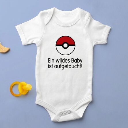 Personalisierter Baby-Body mit Aufdruck – Pokeball