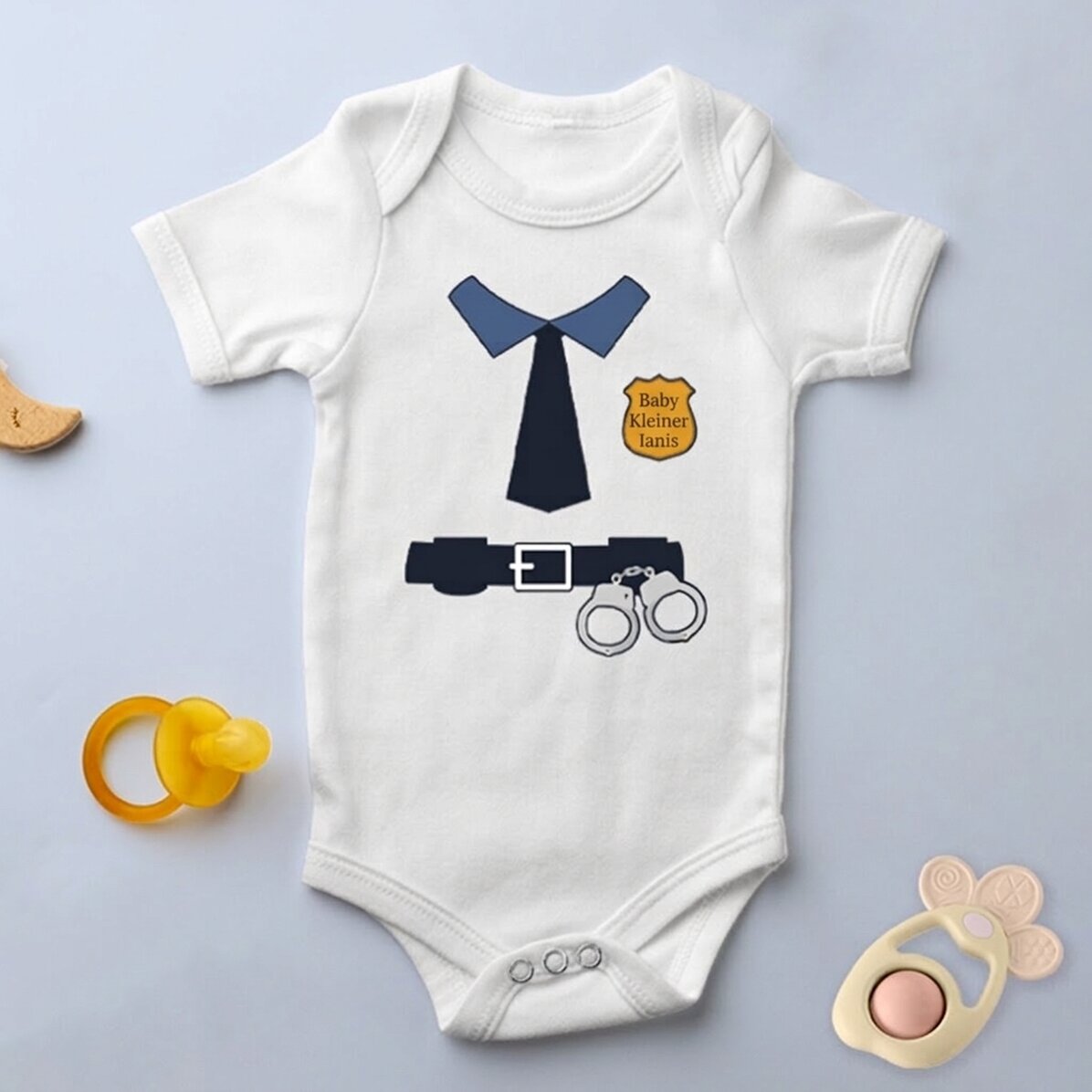 Personalisierter Baby-Body mit Aufdruck – Polizist
