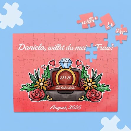 Personalisiertes Puzzle mit Text – Verlobungsring