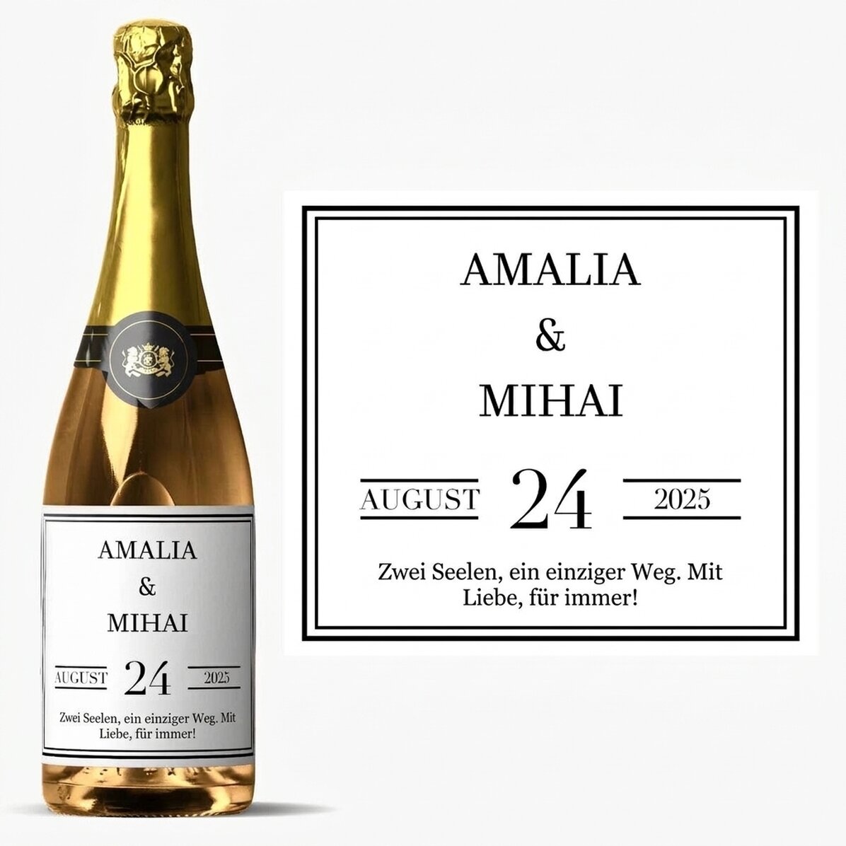 Personalisierter Sekt mit Text – Hochzeit