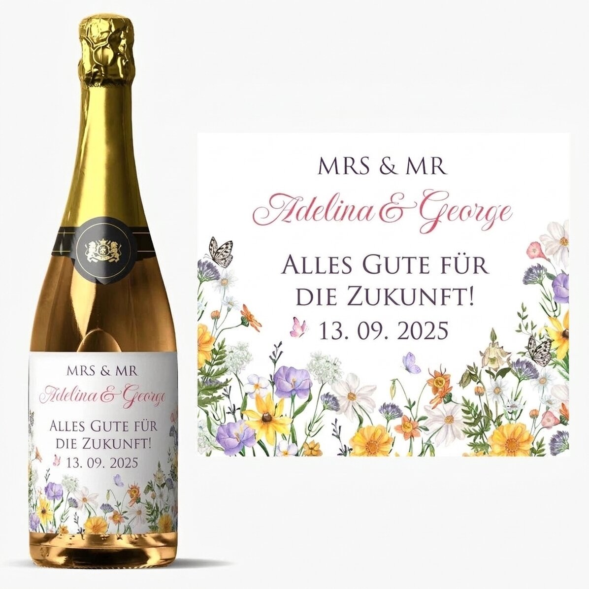 Personalisierter Sekt mit Text – Hochzeit
