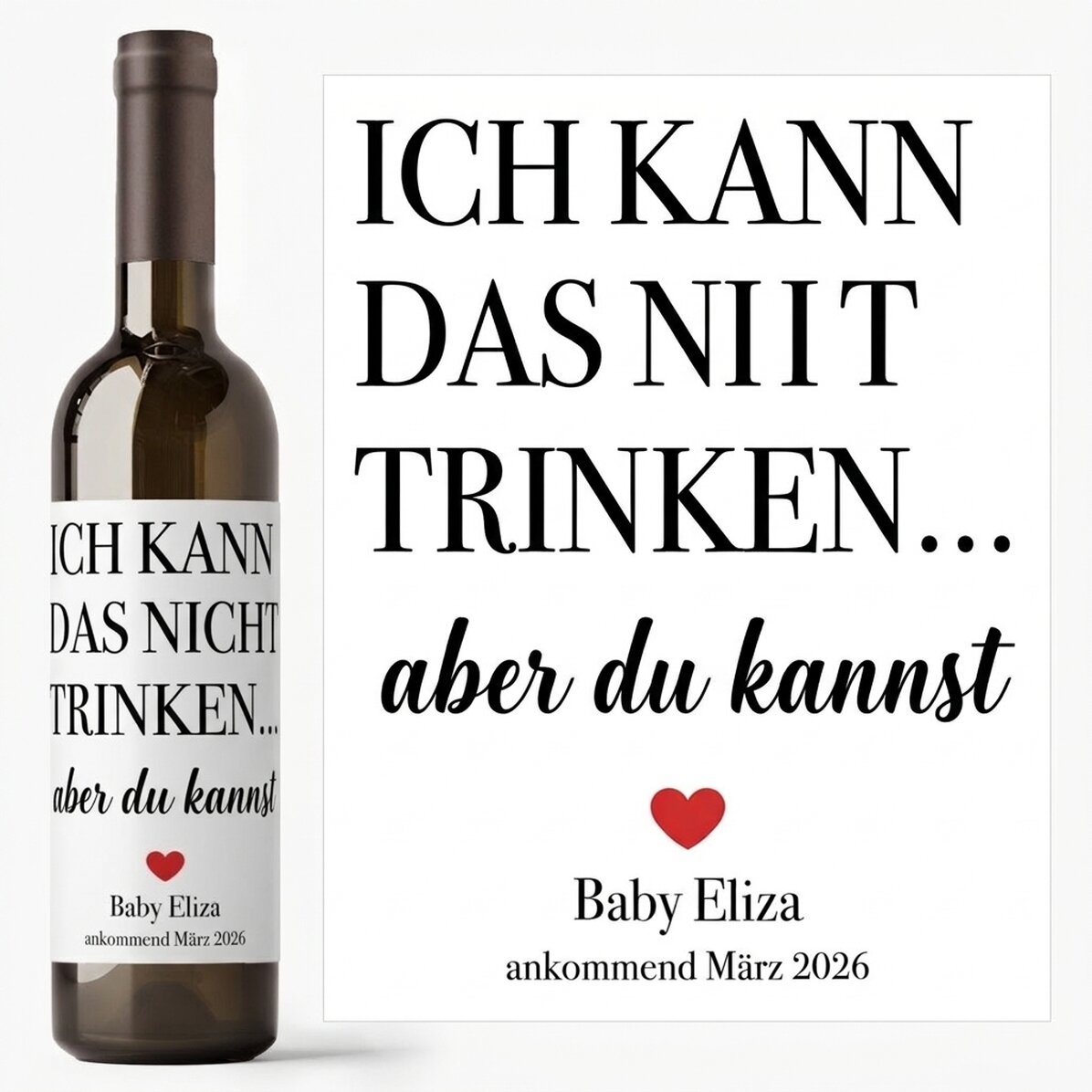 Wein mit persönlichem Namensaufdruck – „I can’t drink“