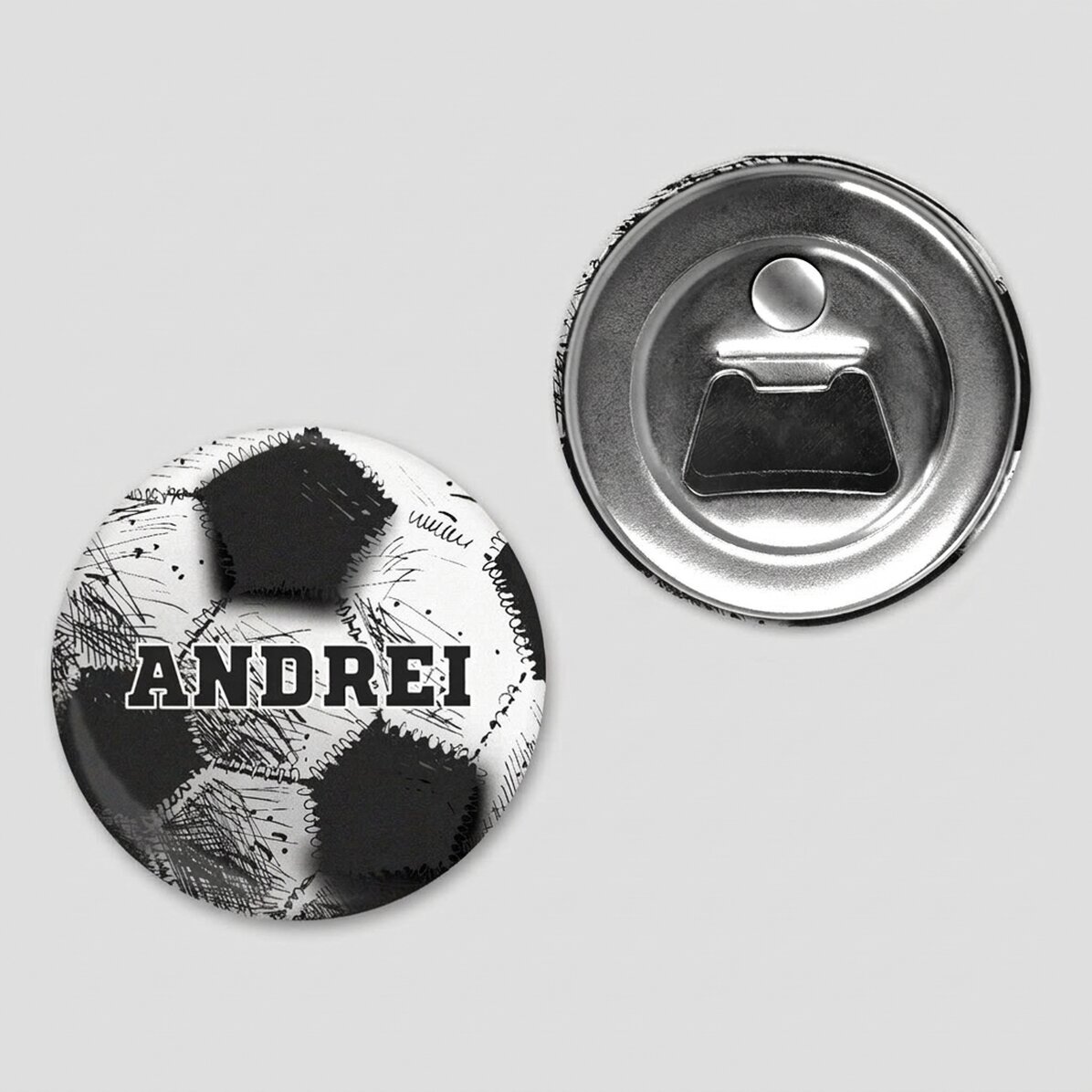 Personalisierter Flaschenöffner mit Magnet und individueller Botschaft – Fußball