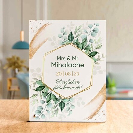 Personalisierter Fotorahmen für den Schreibtisch mit Text – Hochzeit