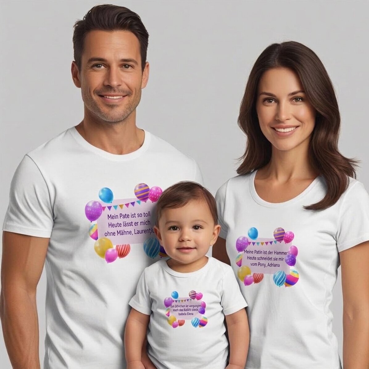 Personalisiertes Baumwoll-T-Shirt für Kinder/Erwachsene – Luftballons
