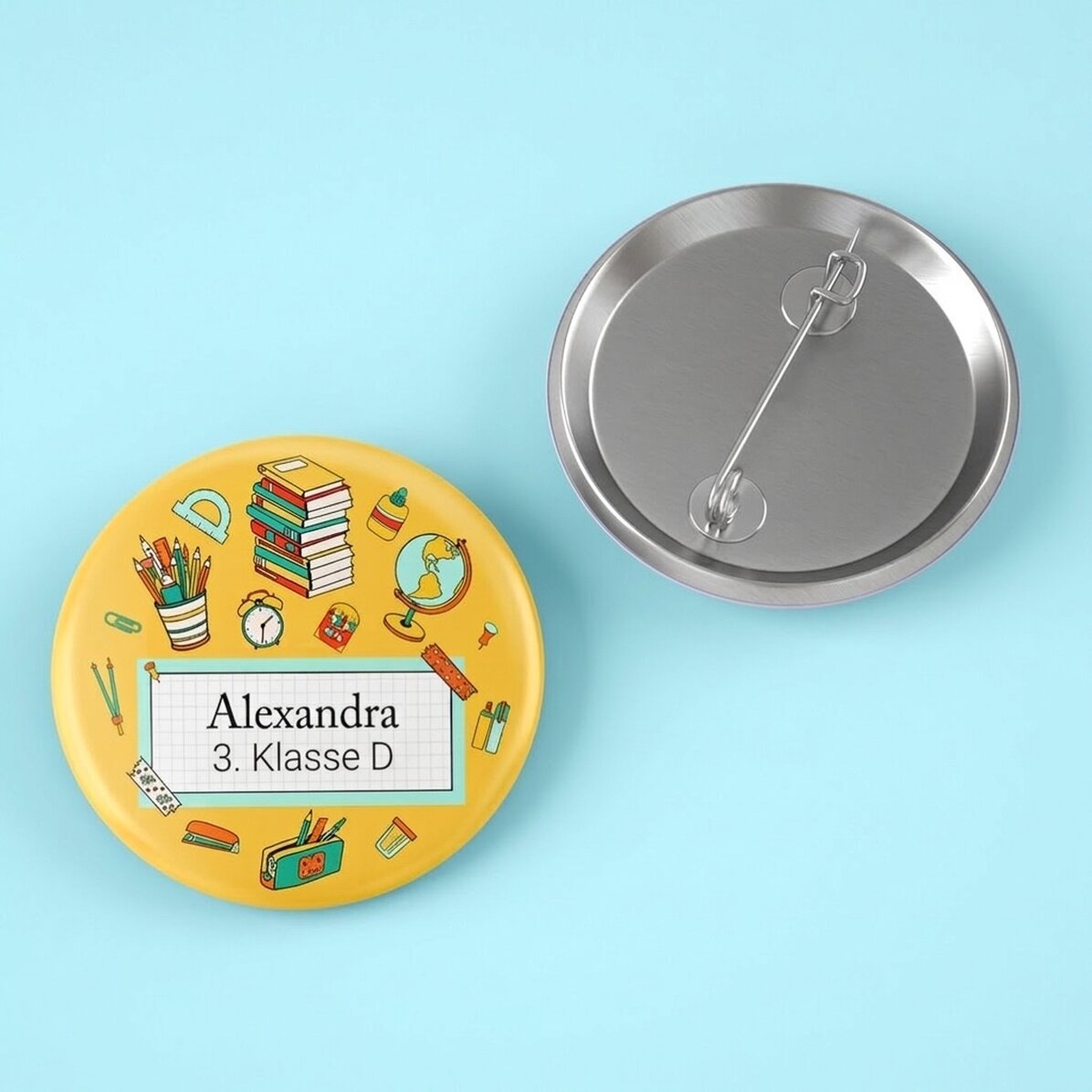 Personalisiertes Button mit Namen und Text – Schule