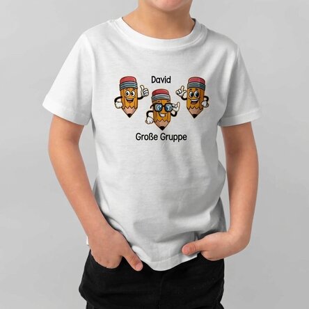Personalisiertes Baumwoll-T-Shirt für Kinder mit Aufdruck – Bleistifte