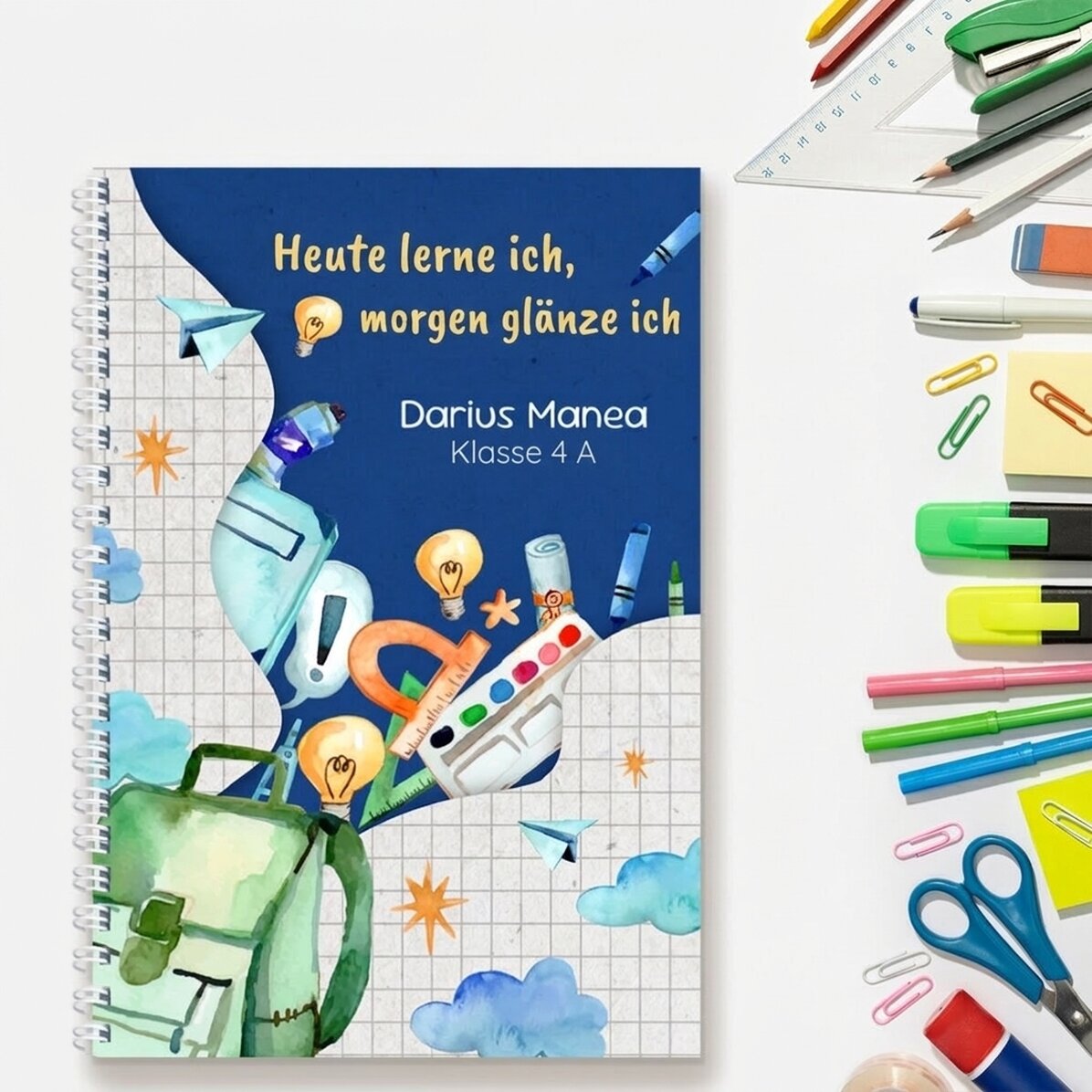 Personalisiertes Notizbuch mit Text – Schulanfang