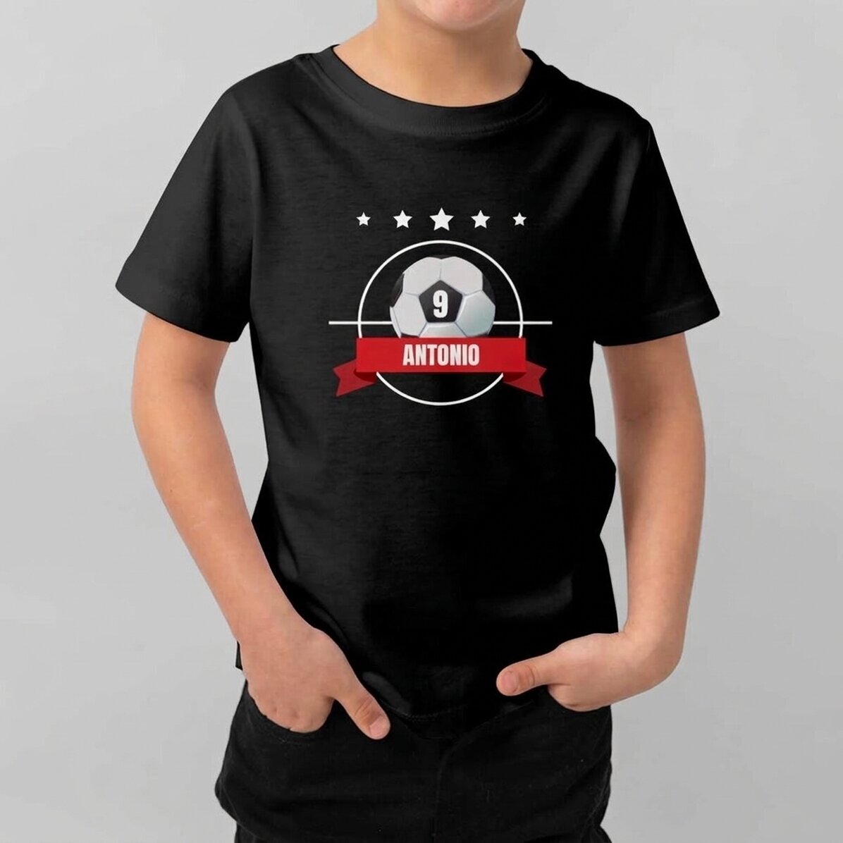 Personalisiertes Baumwoll-T-Shirt für Kinder mit Aufdruck – Fußball