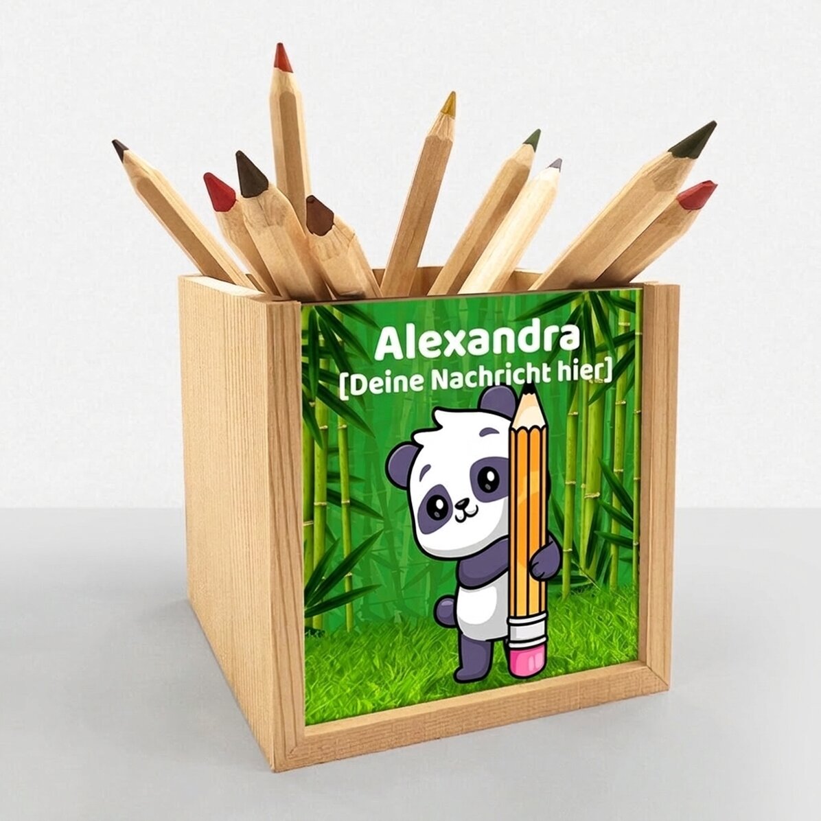Personalisierter Stifthalter mit Text – Cute Panda