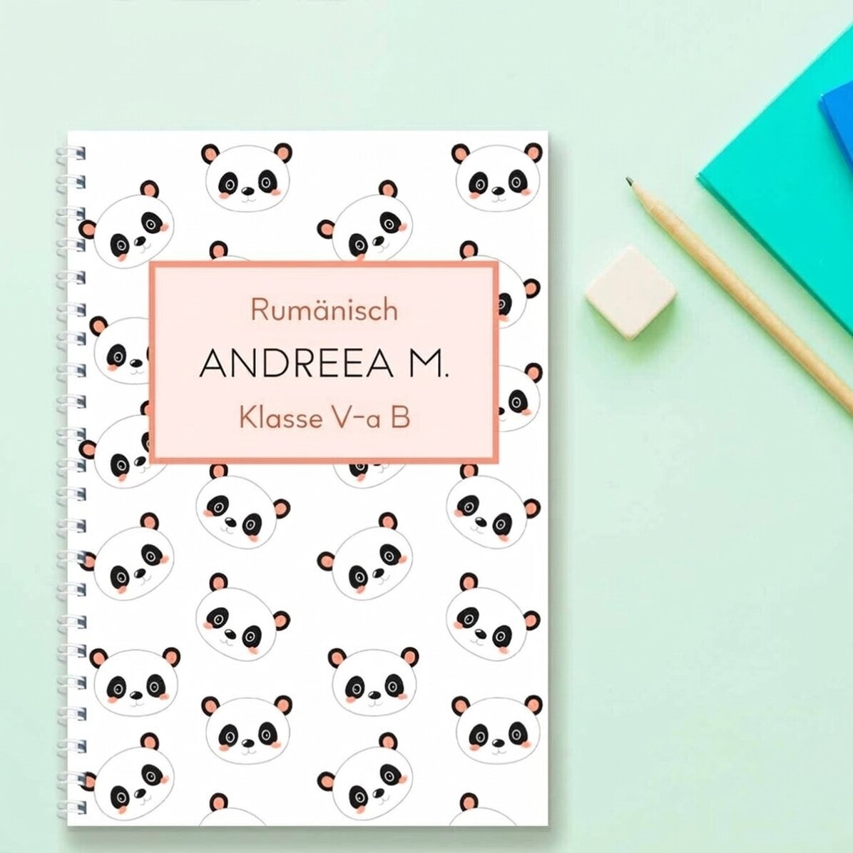 Personalisiertes Notizbuch mit Text – Cute Panda