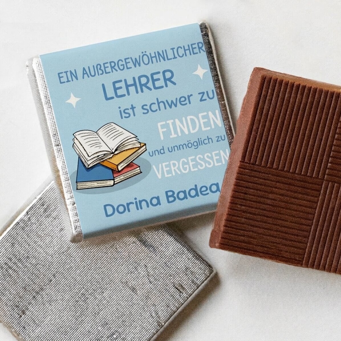 Personalisierte Mini-Schokolade mit Text – Bücher