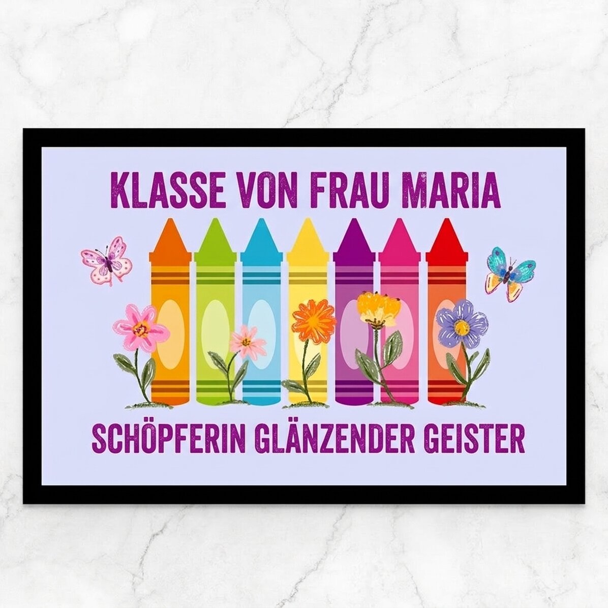 Individuell gestaltete Eingangsmatte mit Text – Erzieherin