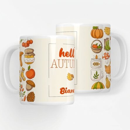 Personalisierte Tasse mit Aufdruck – Hello Autumn