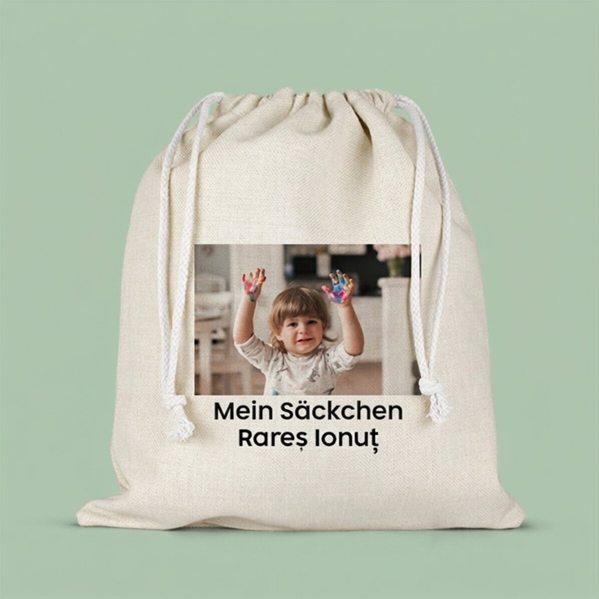 Personalisierte Tasche mit Text und einem Foto