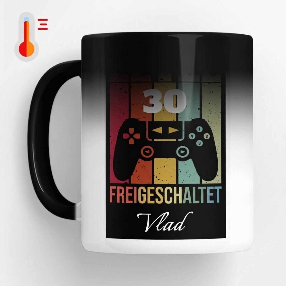 Personalisierte Zaubertasse mit Text – Level Unlocked